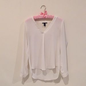 Forever 21 White V-Neck Blouse